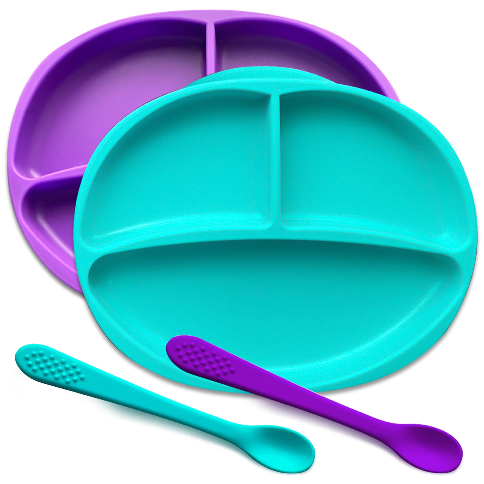 Silicone Suction Plates For Toddlers Baby Toddler Plate 100% Food Grade  Silicone Stay Put Plates - BPA Free Microwave & Dishwasher Safe (Purple 