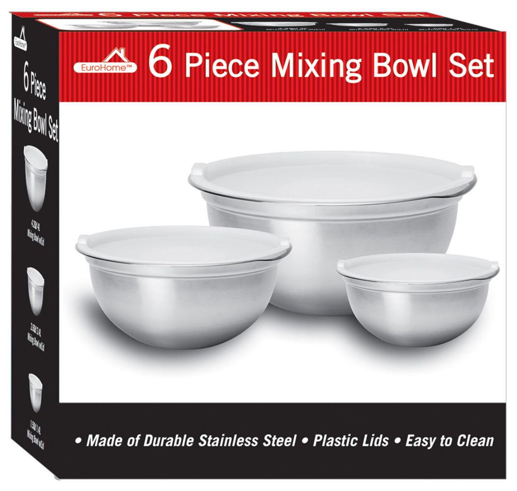 3-Piece Stainless Steel Mixing Bowl Set with Lids - Durable Bowls Dishwasher Safe, Silver