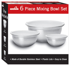 3-Piece Stainless Steel Mixing Bowl Set with Lids - Durable Bowls Dishwasher Safe, Silver