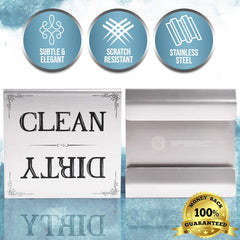 Dishwasher Sign Clean Dirty Signs Stainless Steel Interior Indicator - Easy to Read Indicators - Non-Scratch & Rustproof Clean Dirty Dishwasher Sign