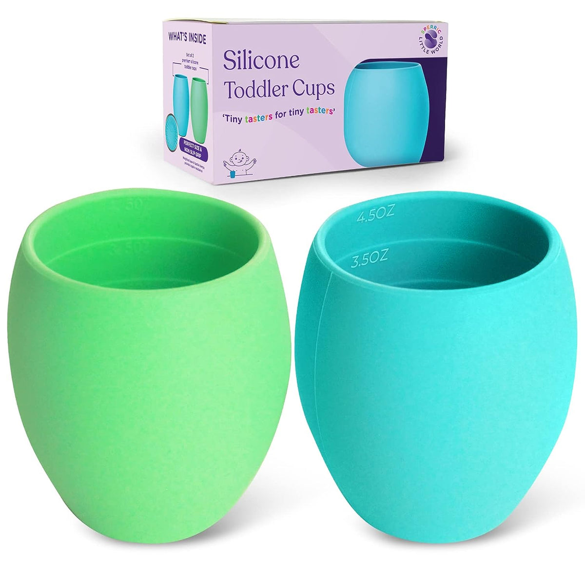 Sperric Silicone Mini Sippy Cups For Toddlers - Baby Drinking Training Cup 4.5 OZ, Available in a Few Colors