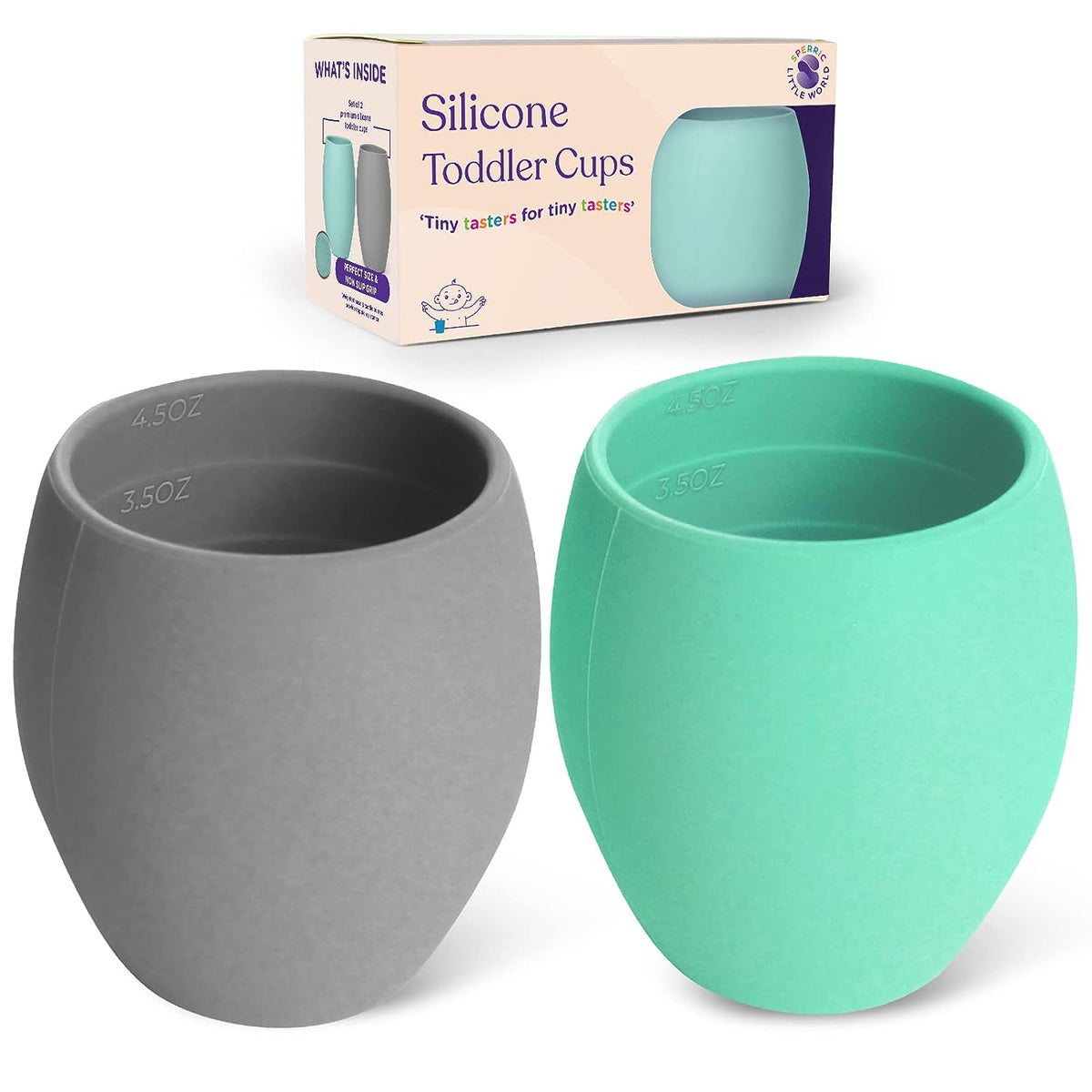 Sperric Silicone Mini Sippy Cups For Toddlers - Baby Drinking Training Cup 4.5 OZ, Available in a Few Colors