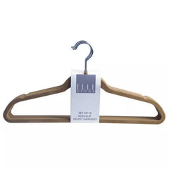 Elle Decor Set of 10 Non-Slip Velvet Hangers Brown