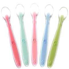 5-Pack Soft Silicone Baby Spoons – First Stage Self-Feeding, Food-Grade, Training Utensils