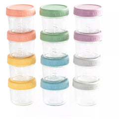 Glass Baby Food Storage Containers 12 Pack 4oz Baby Food Jars Reusable with Lids BPA-Free Leakproof Freezer, Microwave, Dishwasher Safe Baby Food Jars