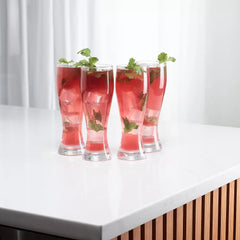 4 Piece Glass Tumbler Set Elegant Drinking 13.5oz Glasses Durable Stylish Design, Perfect for Dining Table and Entertaining