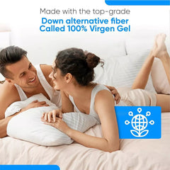 Set of 2 Cooling Down Alternative Gel Fiber Bed Pillows With 100% Cotton Cover, Pillow Cases Included. King Size 20x36