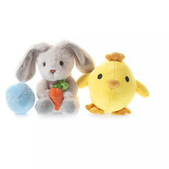 Easter Baby Plush Playset with Easter Basket, Bunny Holding Carrot, Easter Egg, and Squeaky Chicken, Sensory and Decorative Toys for Babies & Newborns