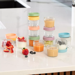 All-in-One Baby Food Prep Set – Multifunctional Baby Food Processor Steamer Blender + 12 Compact Glass Baby Food Storage Jars – BPA-Free, Leakproof, Durable, and Convenient