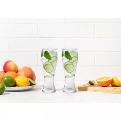 4 Piece Glass Tumbler Set Elegant Drinking 13.5oz Glasses Durable Stylish Design, Perfect for Dining Table and Entertaining