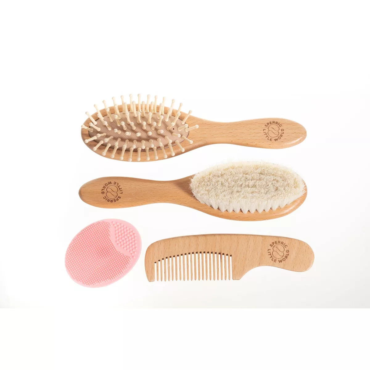 Baby Hair Brush and Comb Set for Newborn – Wooden Baby Brush with Soft Goat Bristle, Cradle Cap Brush for Newborns Infant, Toddlers, Eco-Friendly