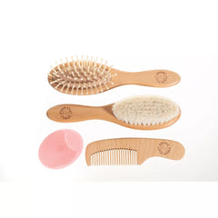 Baby Hair Brush and Comb Set for Newborn – Wooden Baby Brush with Soft Goat Bristle, Cradle Cap Brush for Newborns Infant, Toddlers, Eco-Friendly