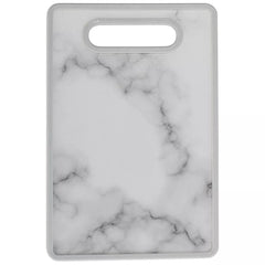 8" x 12" Kitchen Cutting Board -Marble Designed Plastic, Nonslip, Easy-Grip Handle, Dishwasher Safe