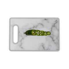 8" x 12" Kitchen Cutting Board -Marble Designed Plastic, Nonslip, Easy-Grip Handle, Dishwasher Safe