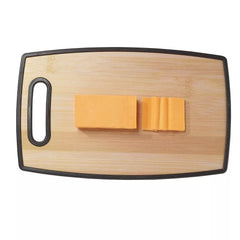 Slip-resistant Bamboo-Designed Plastic Cutting Board with Handle, Dishwasher Safe, Stylish, and Durable Kitchen Essential- Medium 9" x 14.5"