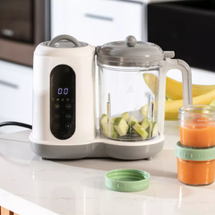 All-in-One Baby Food Prep Set – Multifunctional Baby Food Processor Steamer Blender + 12 Compact Glass Baby Food Storage Jars – BPA-Free, Leakproof, Durable, and Convenient