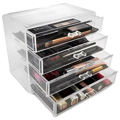 Acrylic Jewelry Organizer—4 Drawers, Clear Accessory Organizer with Dustproof Drawers, Durable and Lightweight