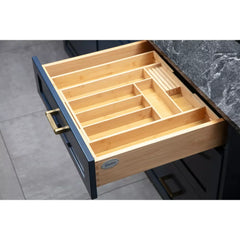 Expandable Bamboo Utensil Drawer Organizer, Wooden Utensil Tray, Non-Slip, Durable Cutlery Divider for Kitchen Flatware & Utensils