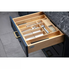 Expandable Bamboo Utensil Drawer Organizer, Wooden Utensil Tray, Non-Slip, Durable Cutlery Divider for Kitchen Flatware & Utensils