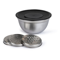 6-Piece Stainless Steel Bowl & Grater Set - 4.5 Qt Mixing Bowl with Lids and 3-Piece Grater