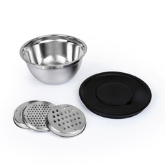 6-Piece Stainless Steel Bowl & Grater Set - 4.5 Qt Mixing Bowl with Lids and 3-Piece Grater