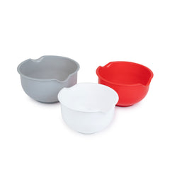 3 Piece Plastic Mixing Bowl Set with Non-Slip Base - 1.5L, 2L, 2.5L