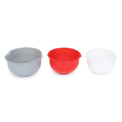 3 Piece Plastic Mixing Bowl Set with Non-Slip Base - 1.5L, 2L, 2.5L