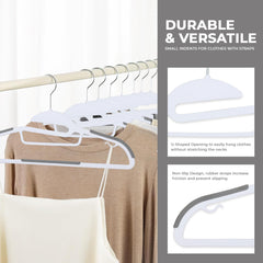 Set of 10 Easy-On Non-Slip Hangers, Heavy Duty Plastic with Strap Indents for All Garments