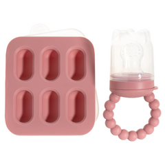 Silicone Baby Fruit Feeders with Freezer Tray for Batch Prep, Set of 2 – Safe & Convenient, Includes Extra Pouches & Travel Lids, Dishwasher Safe