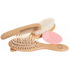 Baby Hair Brush and Comb Set for Newborn – Wooden Baby Brush with Soft Goat Bristle, Cradle Cap Brush for Newborns Infant, Toddlers, Eco-Friendly