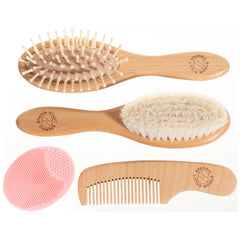 Baby Hair Brush and Comb Set for Newborn – Wooden Baby Brush with Soft Goat Bristle, Cradle Cap Brush for Newborns Infant, Toddlers, Eco-Friendly