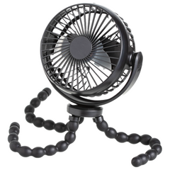 Battery Operated Stroller Fan. Flexible Tripod Clip-On Fan with 3 Speeds, Rotatable Design, and Rechargeable Fan for Car Seat, Crib, Bike, and Treadmill