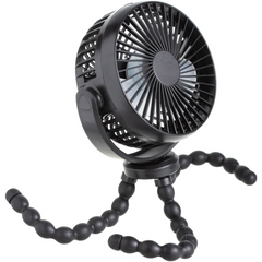 Battery Operated Stroller Fan. Flexible Tripod Clip-On Fan with 3 Speeds, Rotatable Design, and Rechargeable Fan for Car Seat, Crib, Bike, and Treadmill