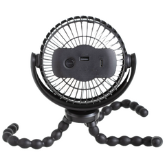 Battery Operated Stroller Fan. Flexible Tripod Clip-On Fan with 3 Speeds, Rotatable Design, and Rechargeable Fan for Car Seat, Crib, Bike, and Treadmill