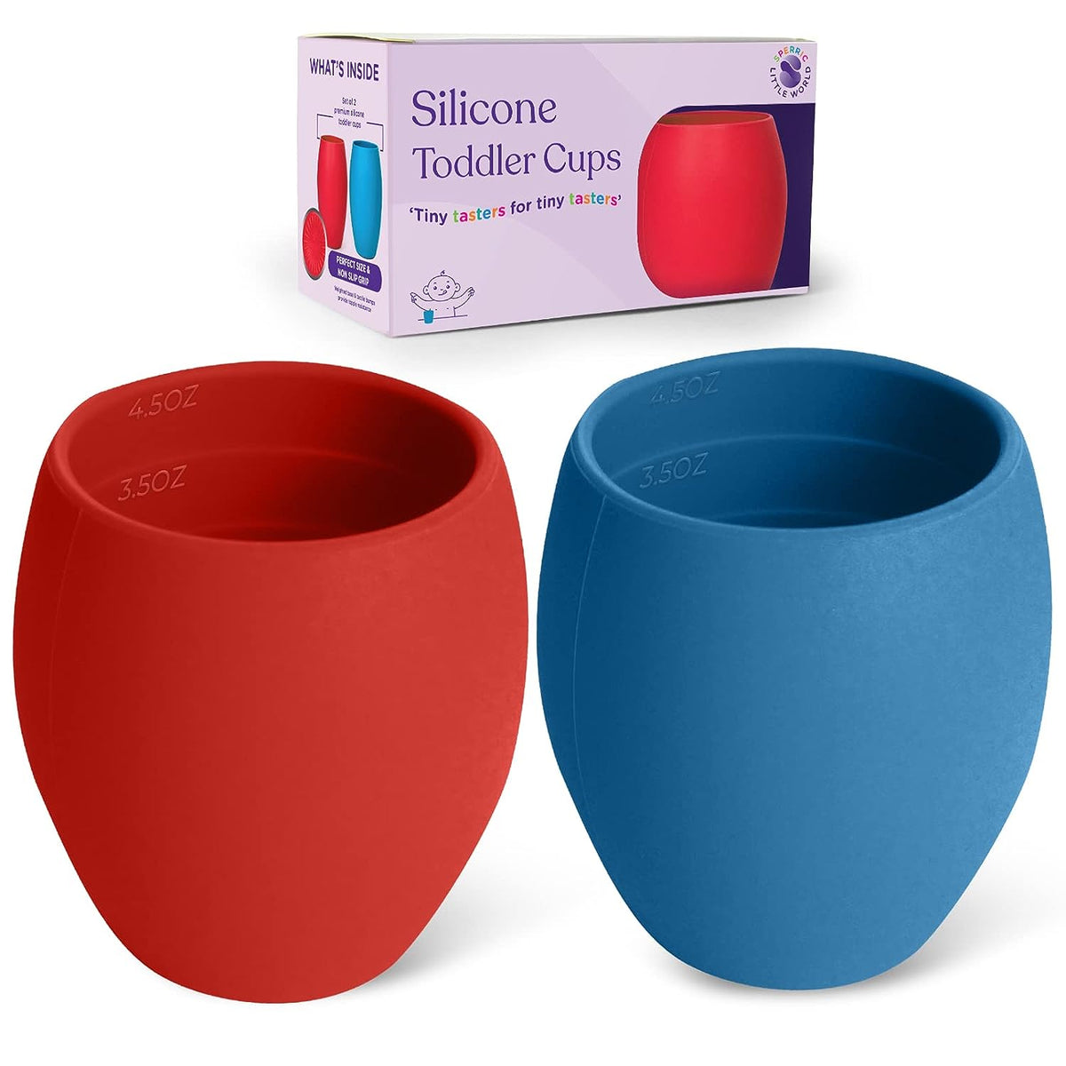 Sperric Silicone Mini Sippy Cups For Toddlers - Baby Drinking Training Cup 4.5 OZ, Available in a Few Colors