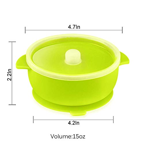 Sperric Silicone Suction Baby Bowl with Lid - BPA Free - 100% Food Grade  Silicone - Infant Babies And Toddler Self Feeding (Green & Orange)