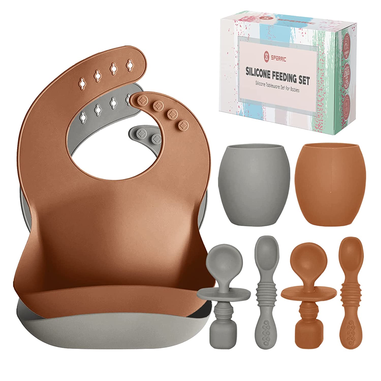 Sperric Silicone Baby Feeding Set - Infant Suction Bowls With Lids And  Spoons